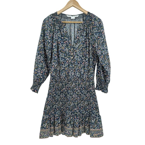 Veronica Beard Dresses & Skirts - Veronica Beard Karlina Blue Paisley Smocked Cotton Mini Dress Size 6